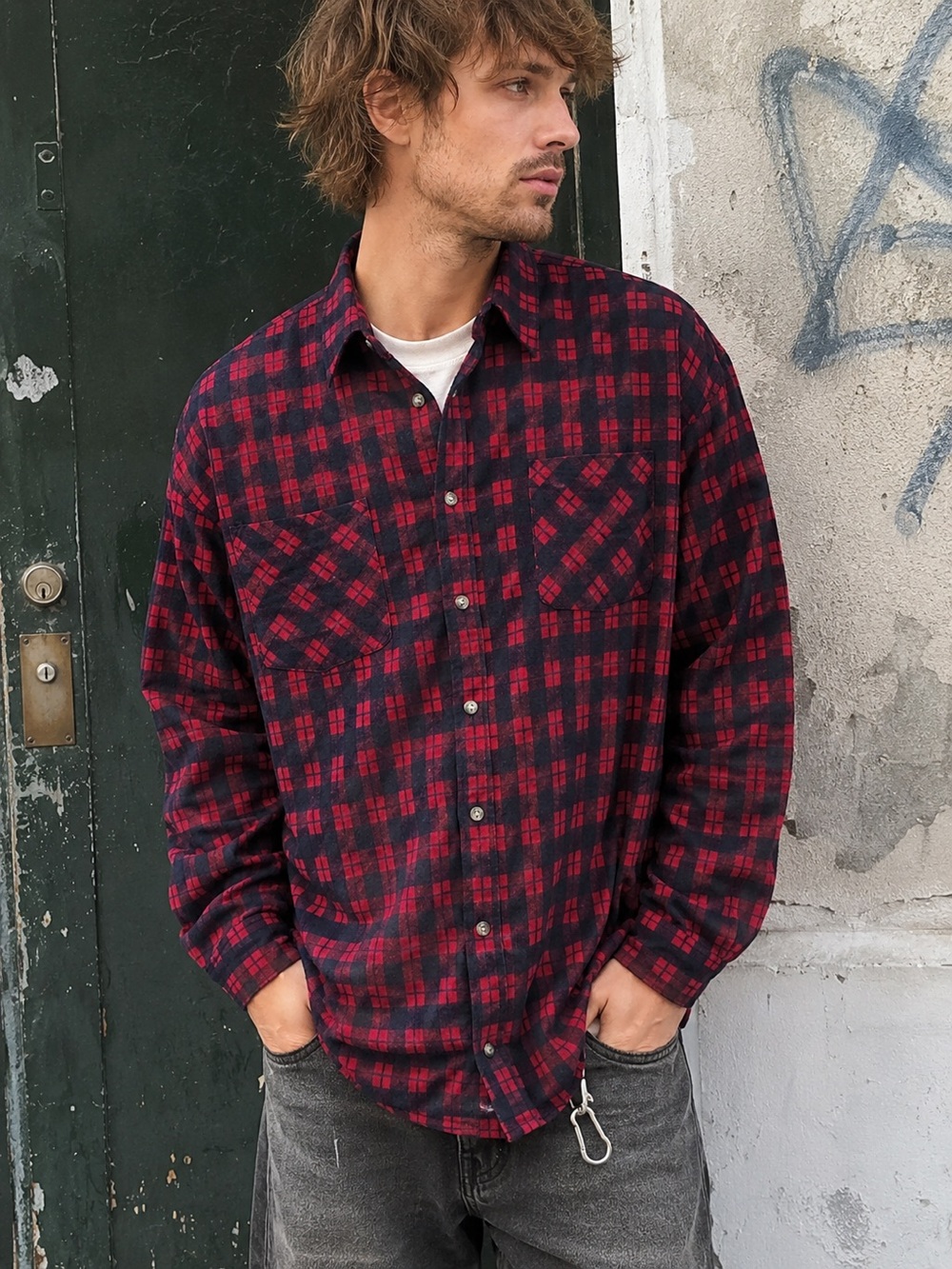 Vintage 90s Basic Editions Red Plaid Flannel Shirt Men XL Grunge NWT Cotton